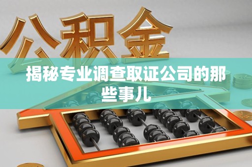 安源揭秘专业调查取证公司的那些事儿